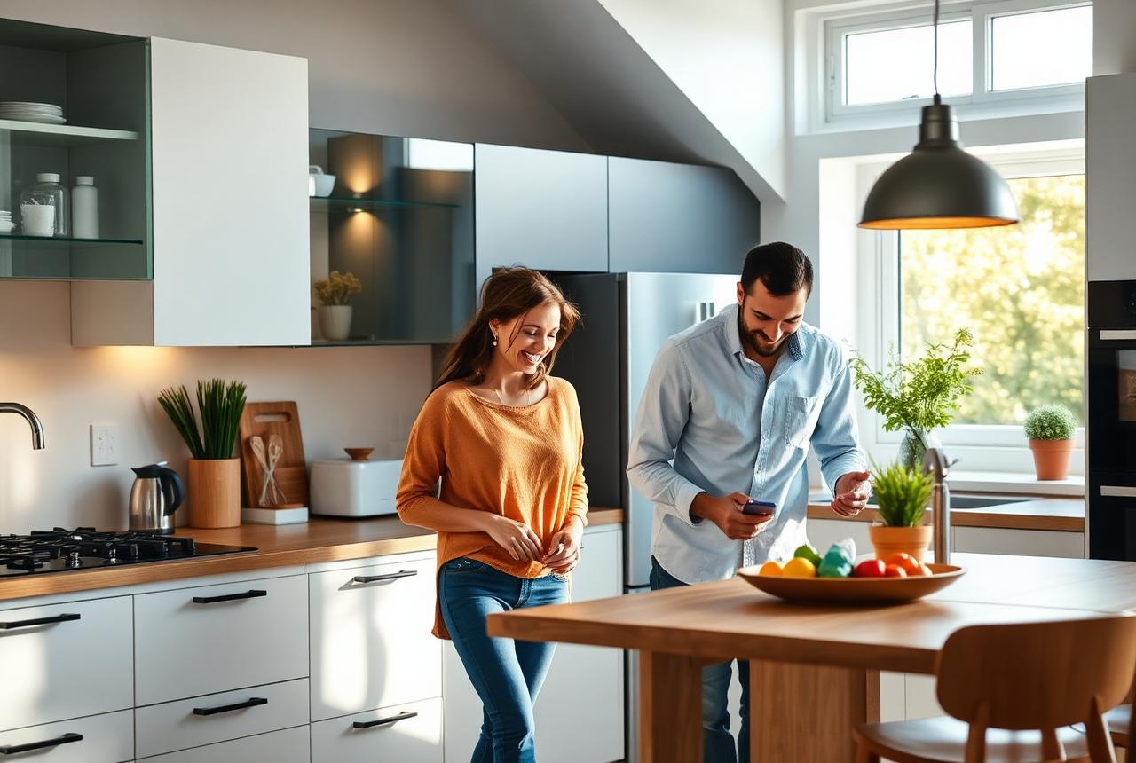 Homeowners enjoying solar powered electricity at home