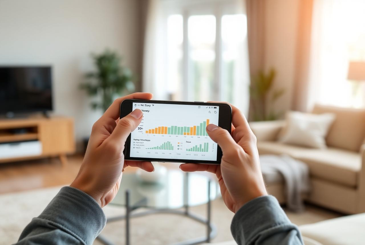 Homeowner checking solar production on a phone