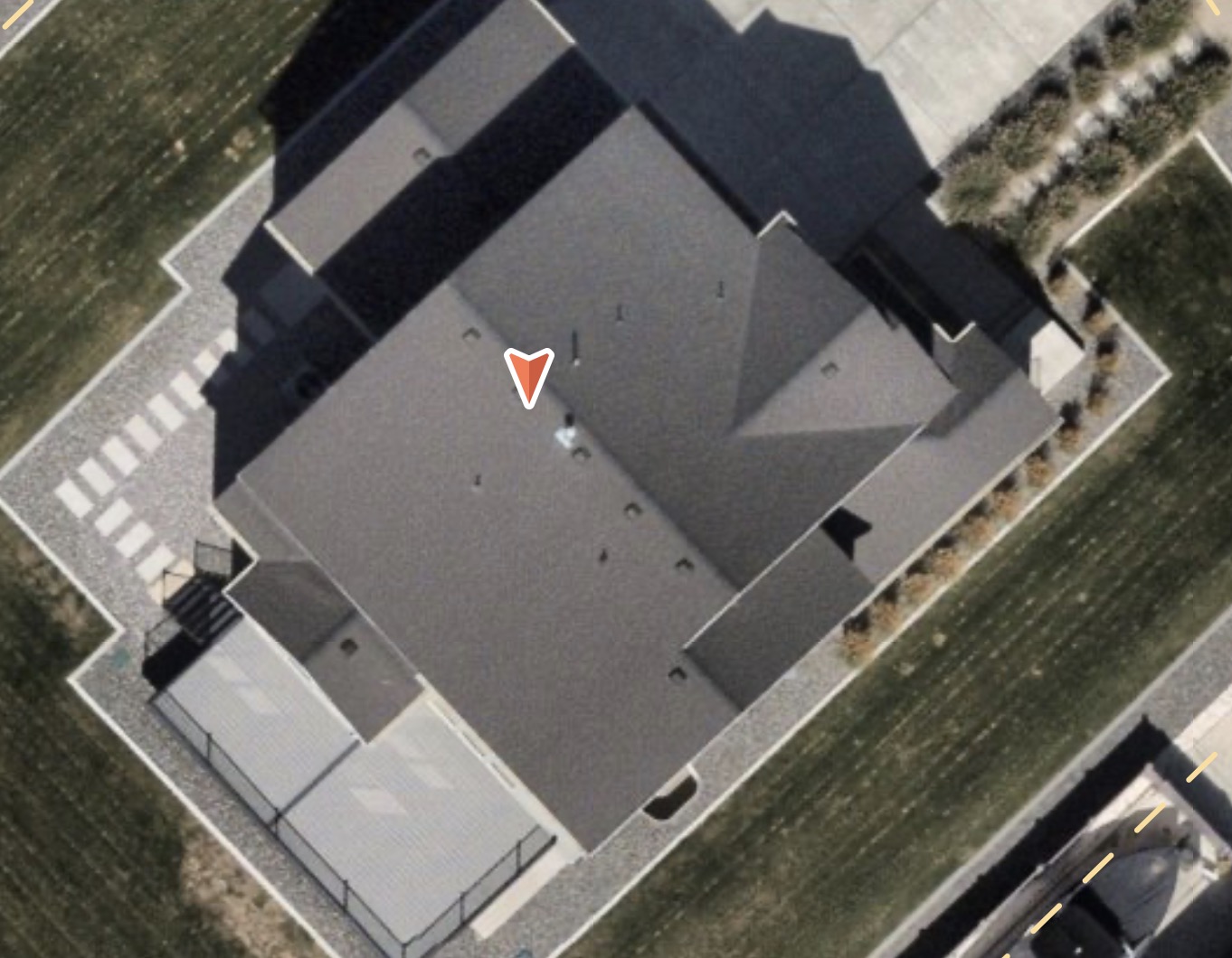 Satellite roof analysis showing solar panel placement